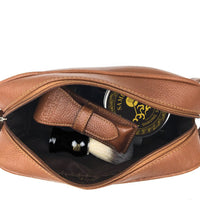 Parker Saddle Brown Leather Wash Bag
